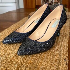 Navy Betsy Johnson Scout Heel-Embellished Women's Heels